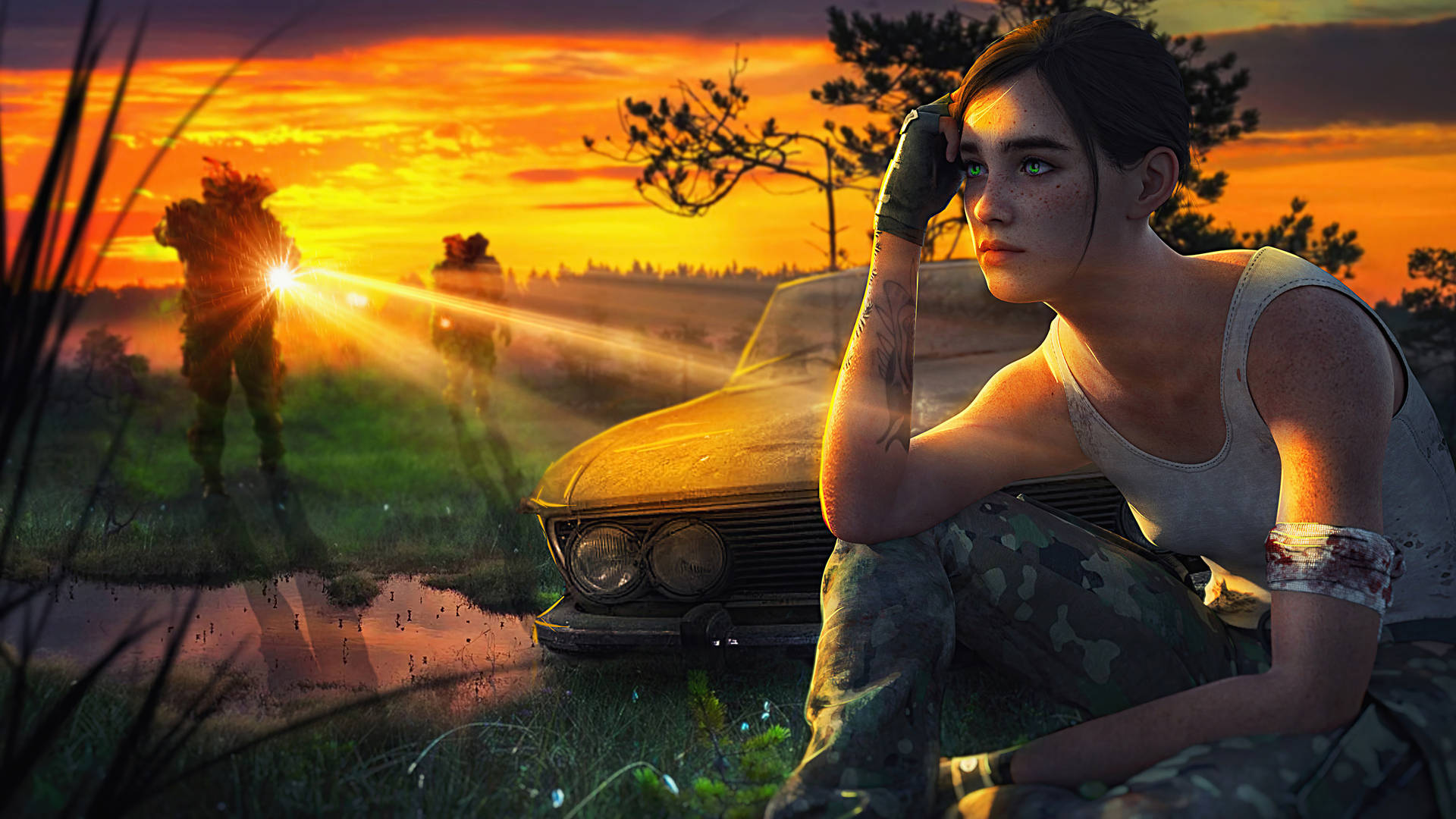 Ellie In Front Of Car In The Last Of Us 4k Background