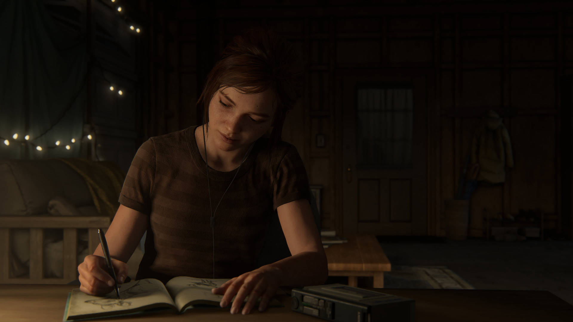 Ellie With A Notebook In The Last Of Us 4k Background