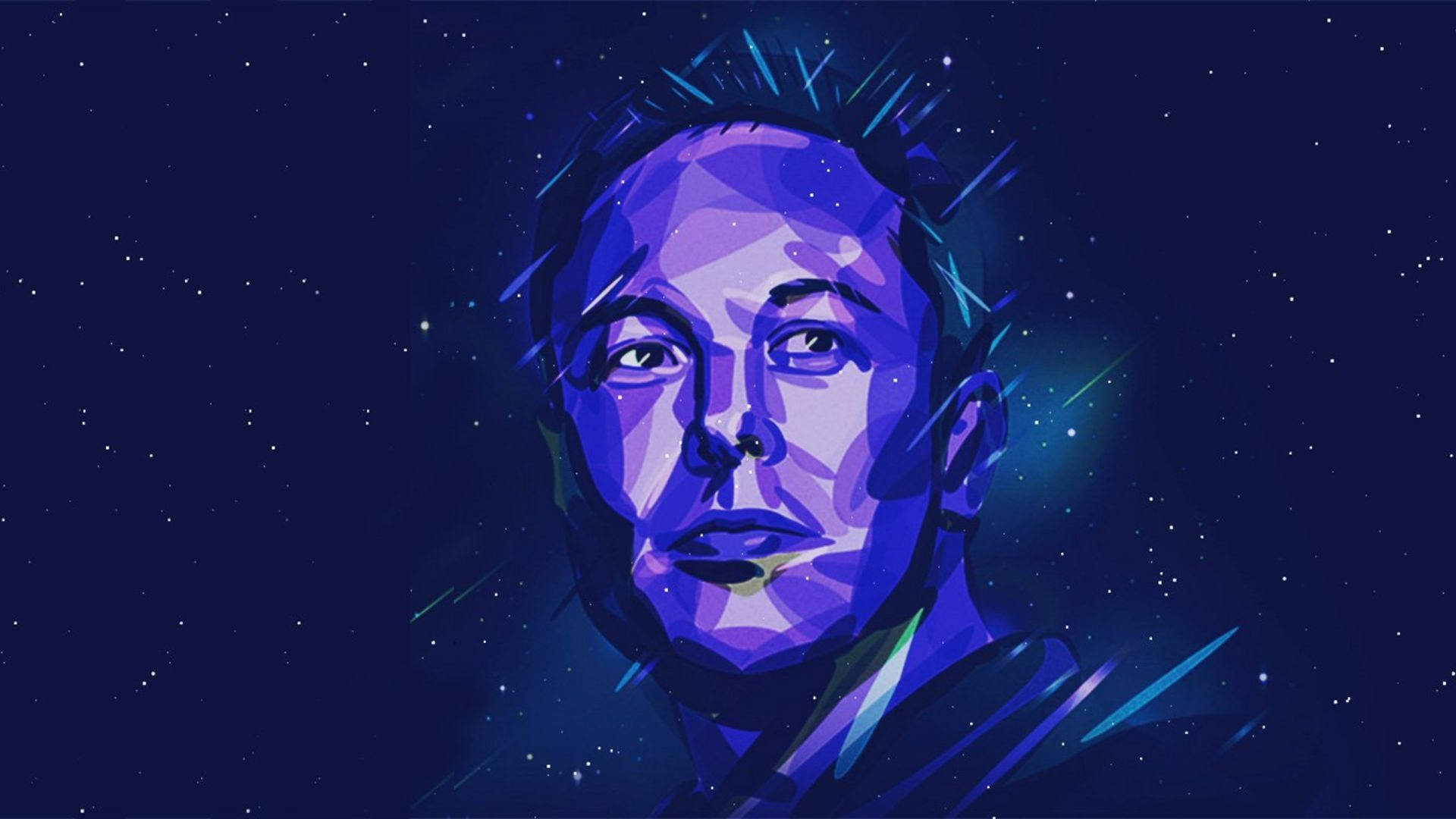 Elon Musk Blue Portrait Art
