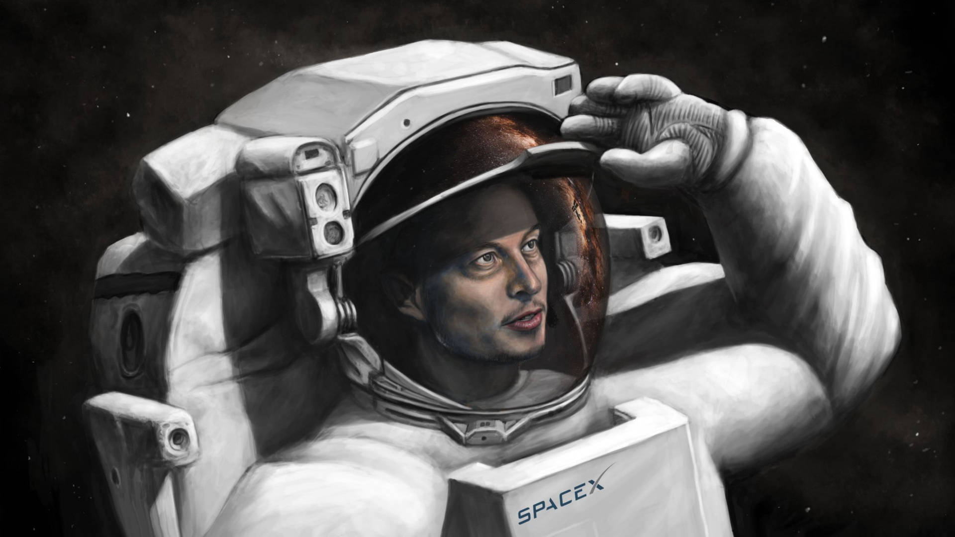 Elon Musk Spacex Astronaut Art Background