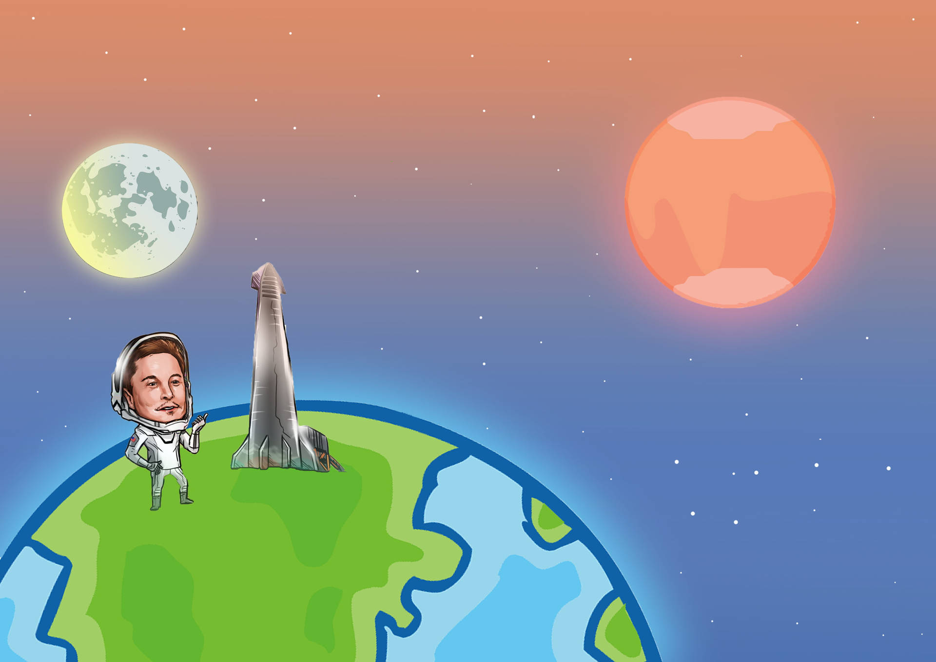Elon Musk Spacex Universe Cartoon