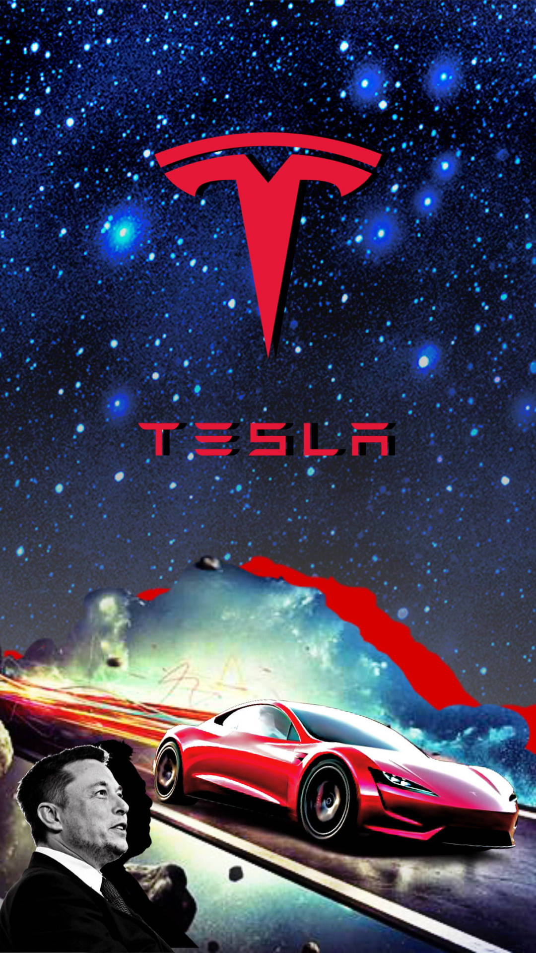Elon Musk Tesla Car Fan Art Background