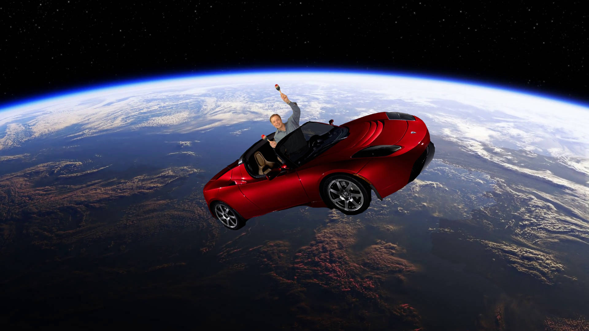 Elon Musk Tesla In Space Meme Background