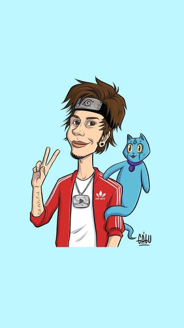 Elrubiusomg Hanging Out With A Blue Cat Background