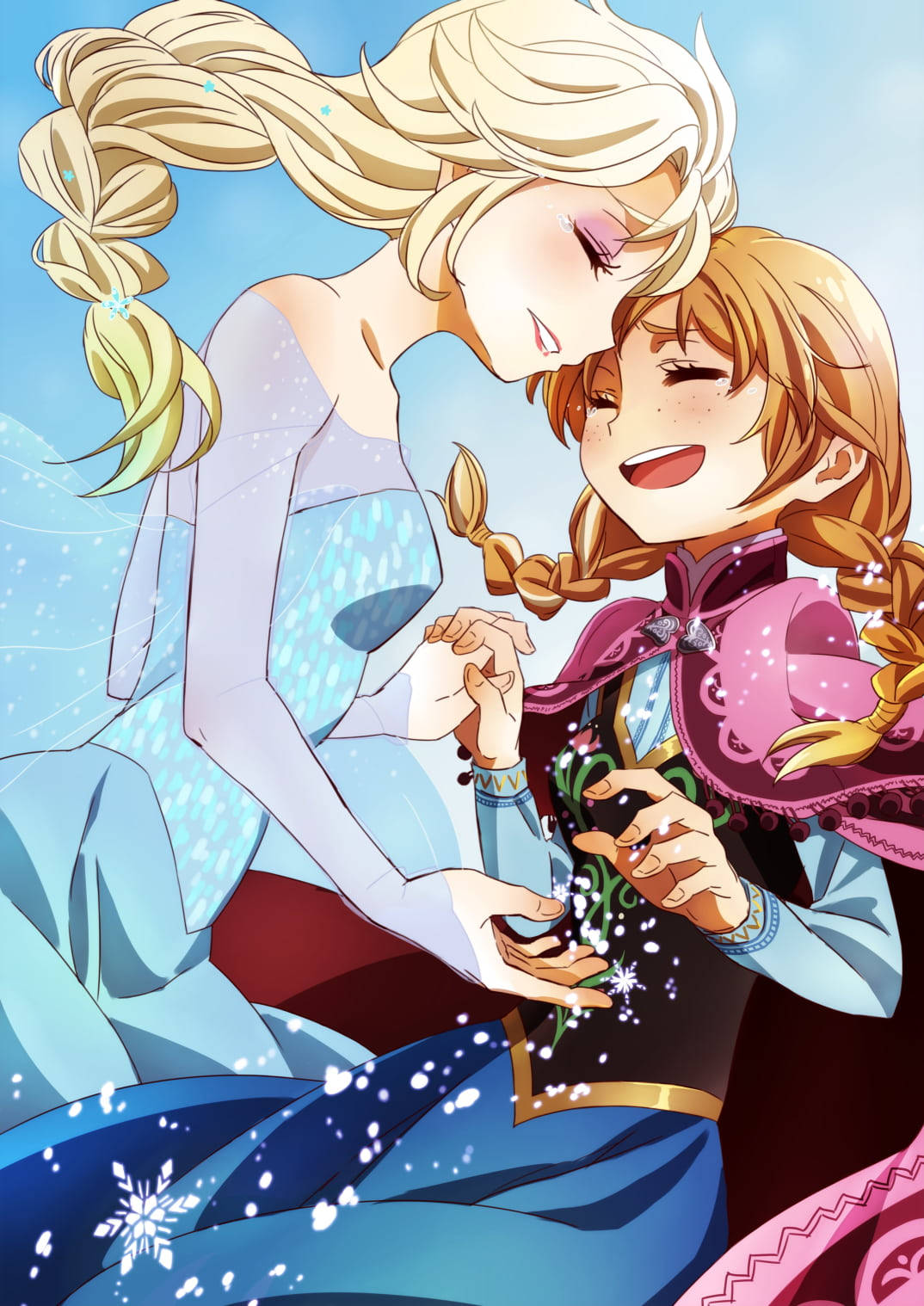 Elsa And Anna Anime Fanart Background