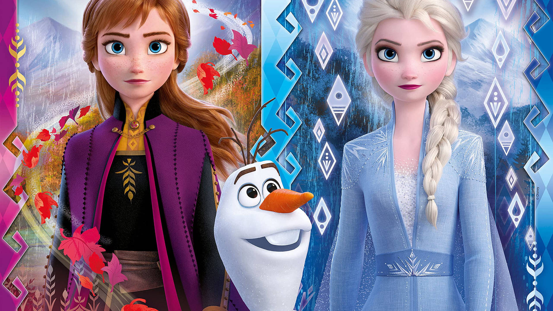 Elsa And Anna Autumn Winter Background