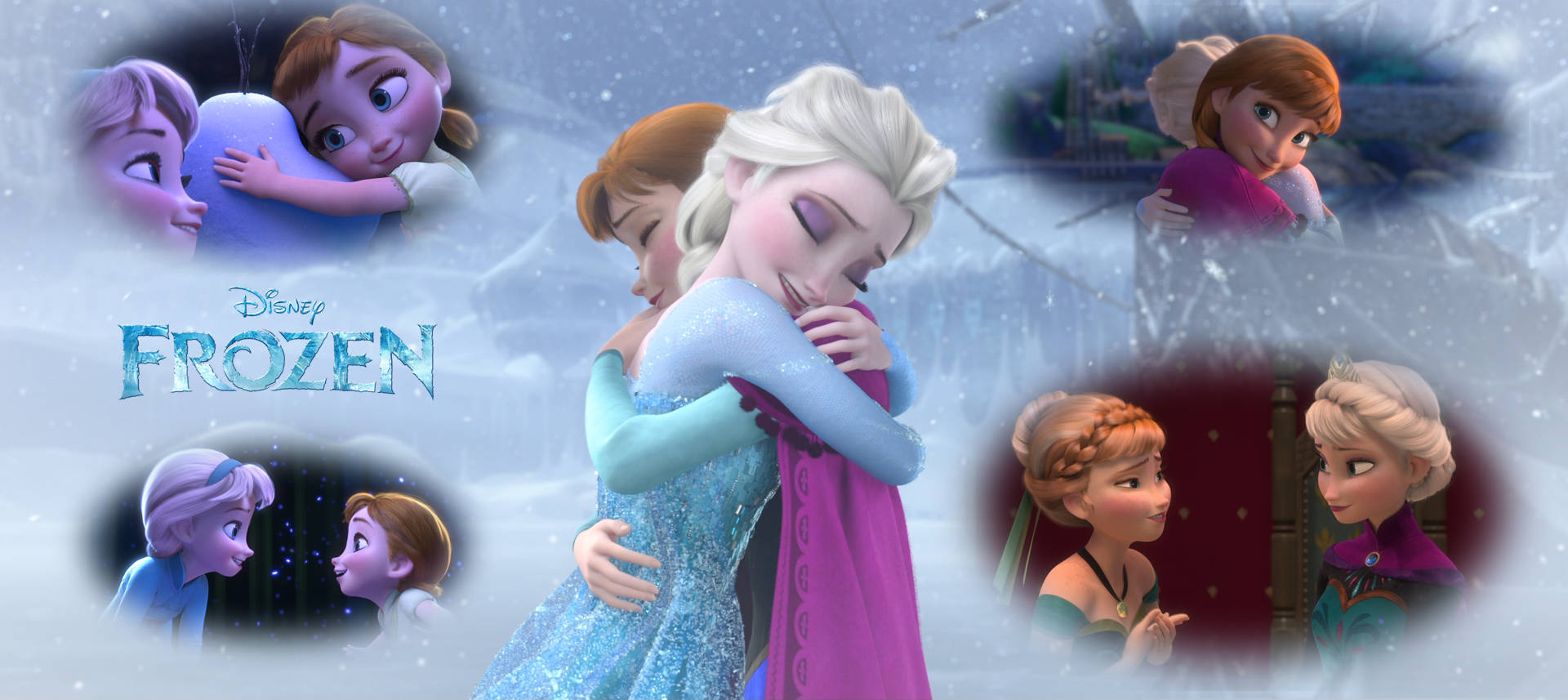 Elsa And Anna Frozen Collage Background