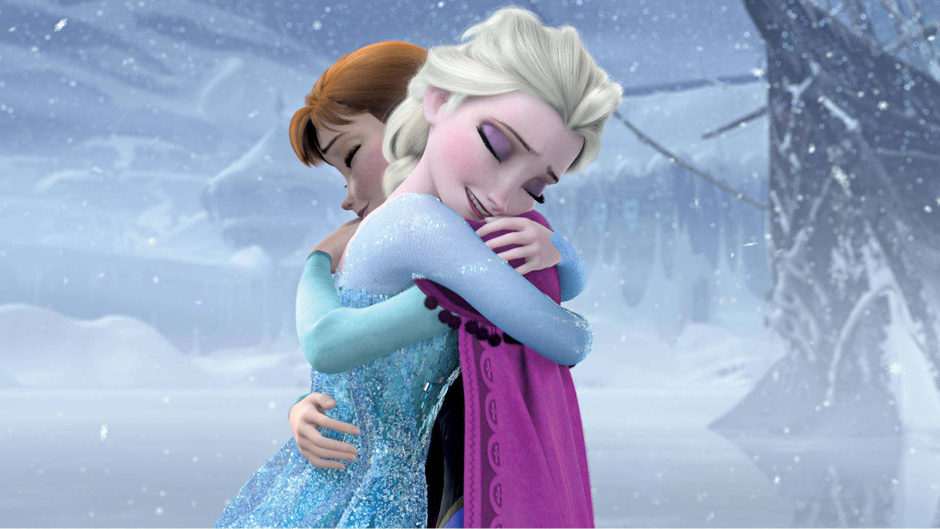 Elsa And Anna Hug Background