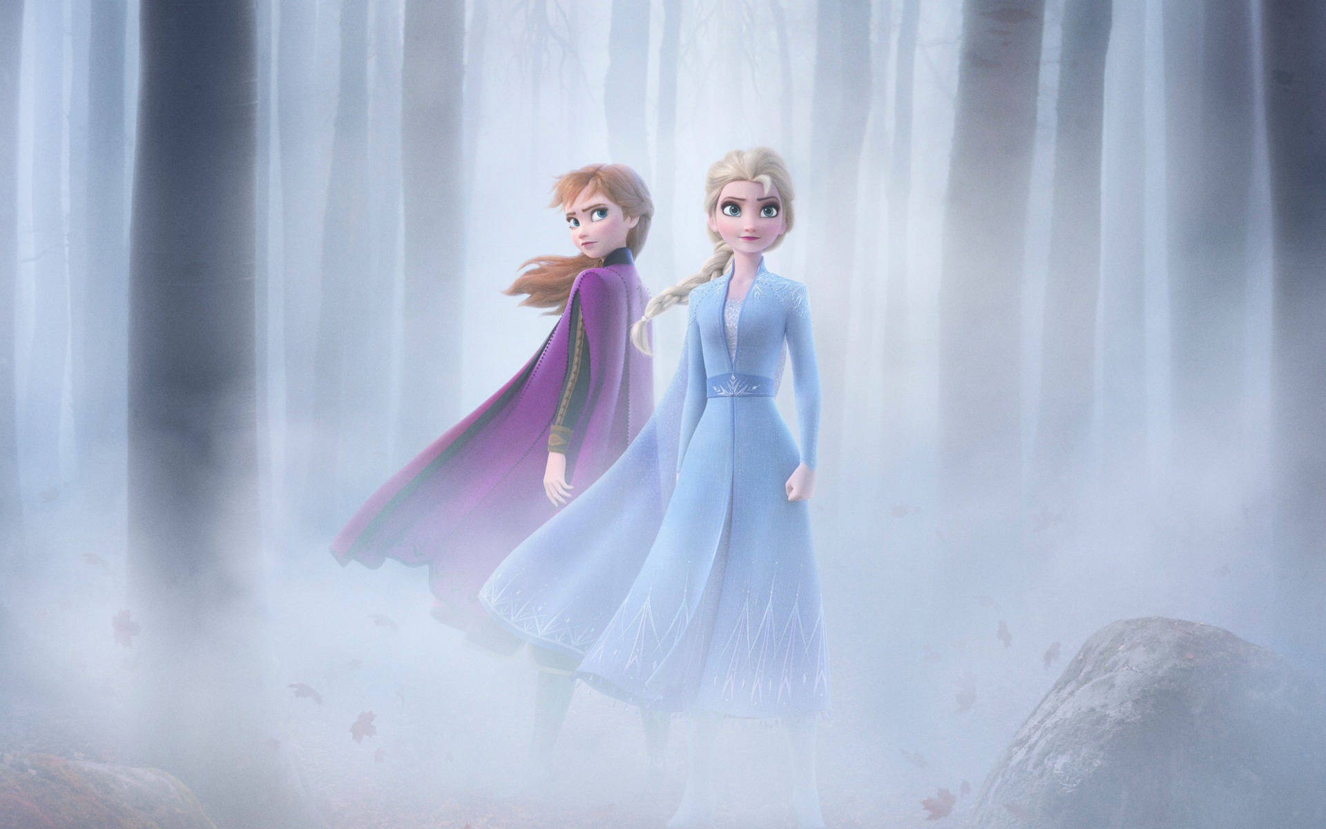 Elsa And Anna In Woods Frozen 2 Background