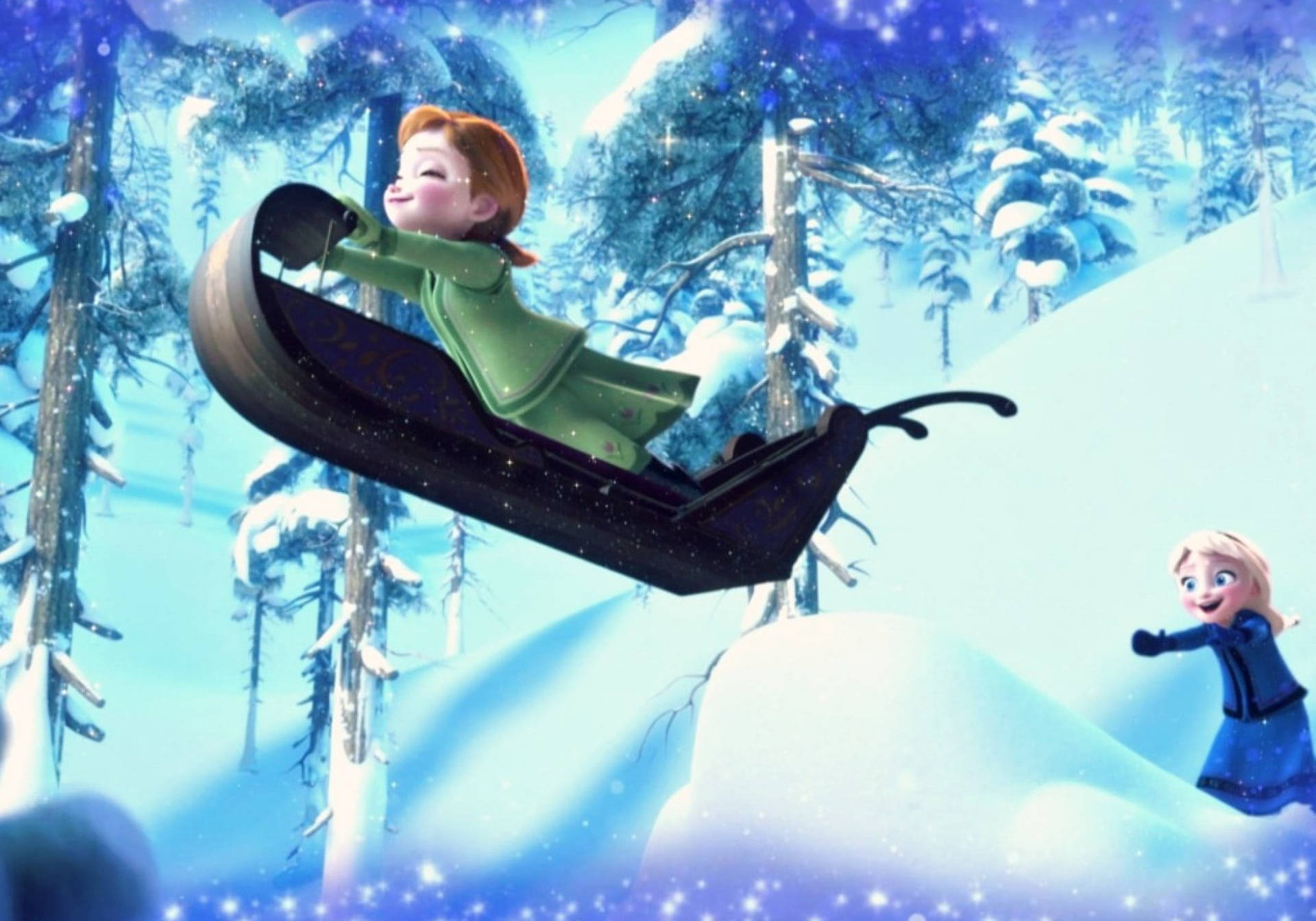 Elsa And Anna Sleighing Background