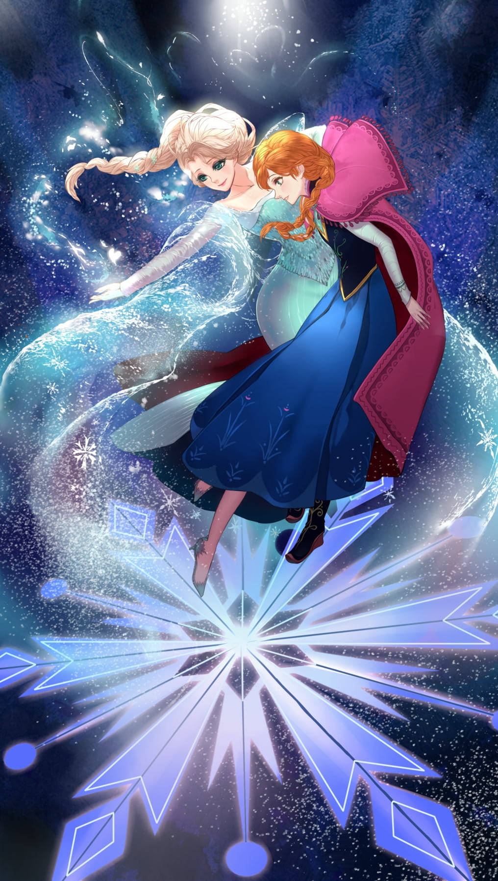 Elsa And Anna Snowflake Background