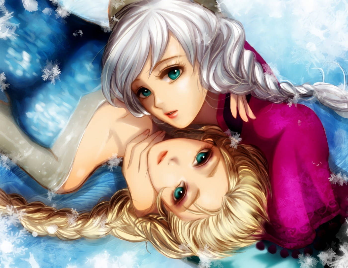 Elsa And Anna White Hair Background