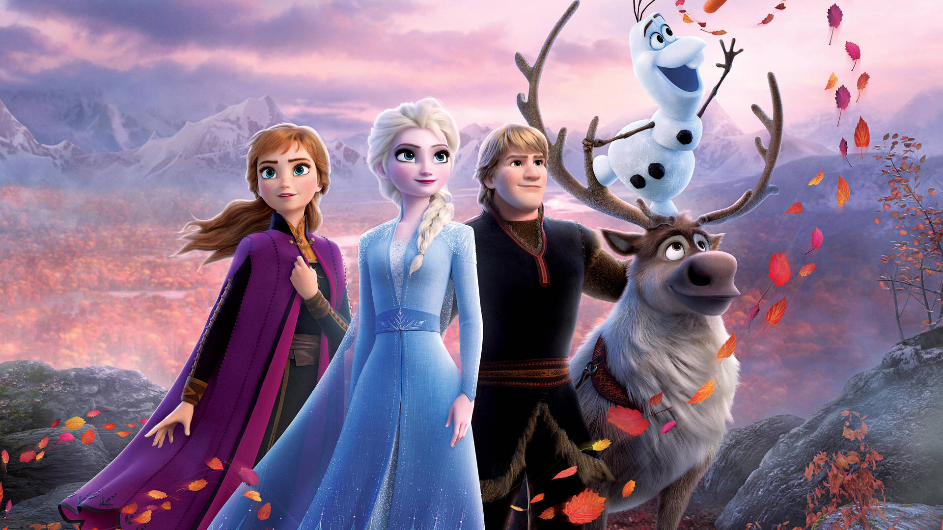 Elsa And Anna With Friends Background