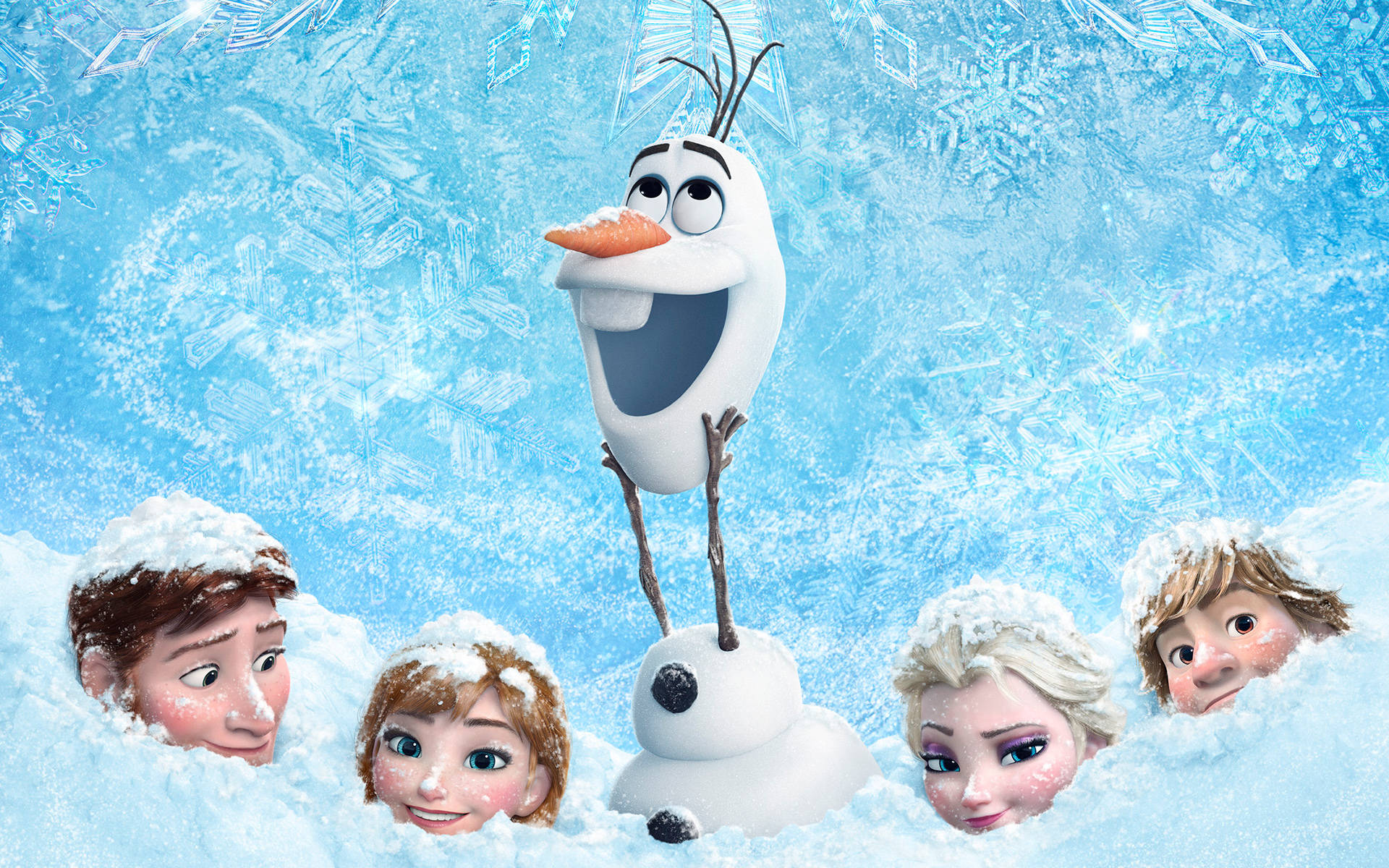 Elsa And Friends Submerged In Snow Background