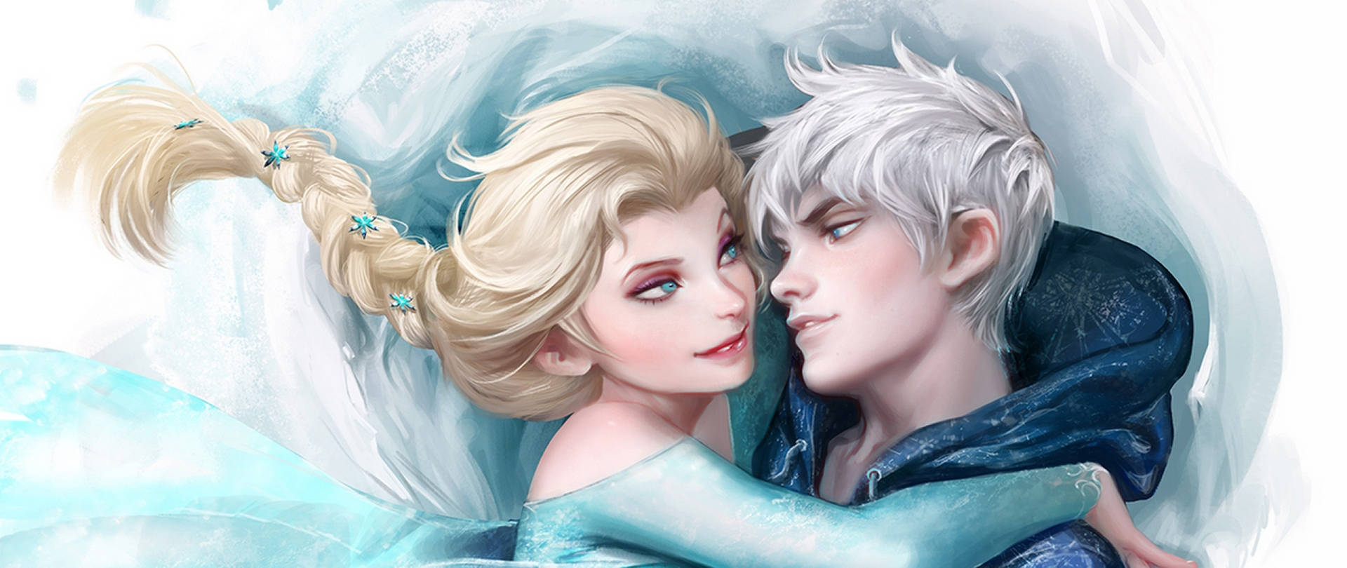 Elsa And Jack Frost Digital Art Background