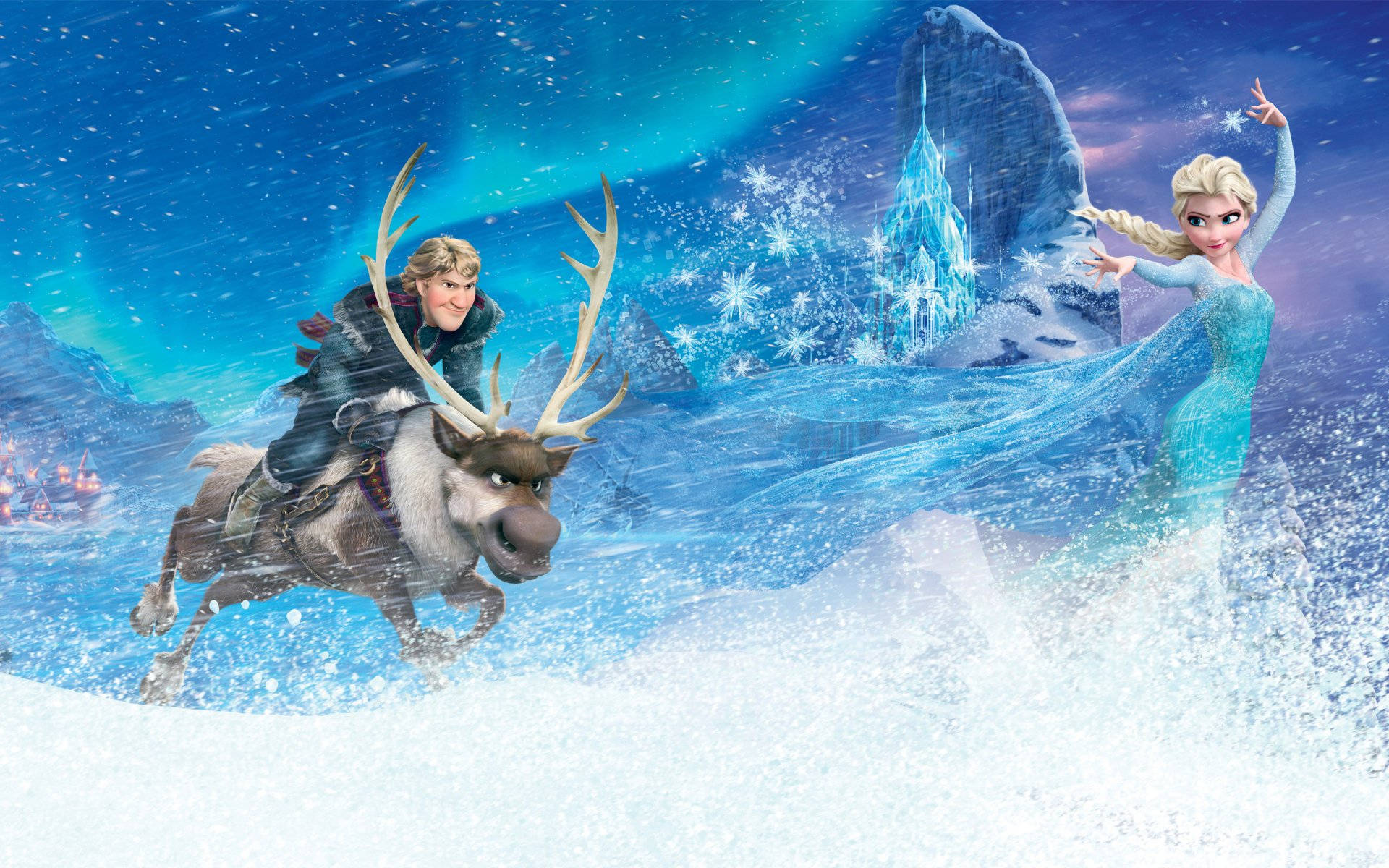 Elsa And Kristoff In Frozen Movie Background
