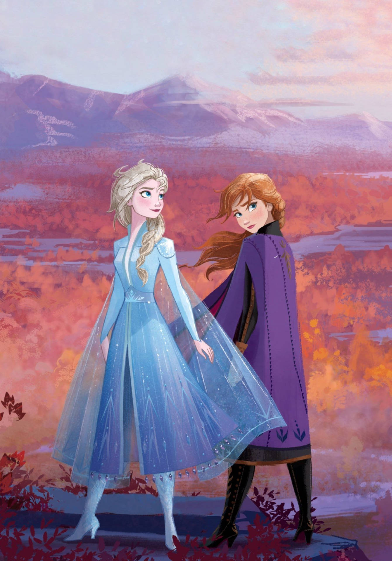 Elsa & Anna Digital Art Frozen 2 Background