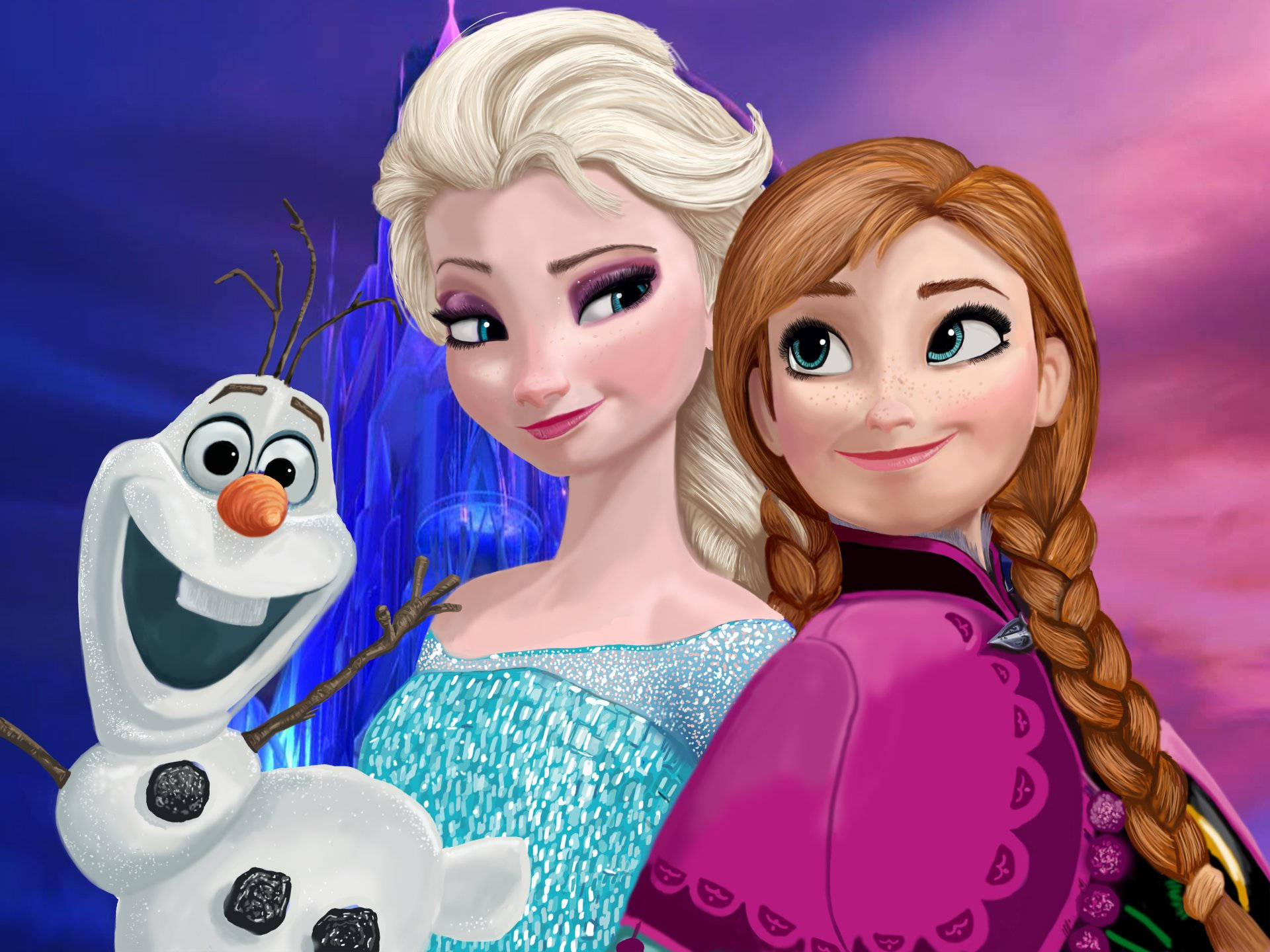 Elsa, Anna, Olaf Painting Background