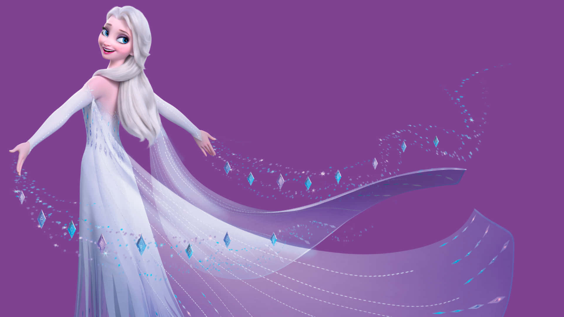 Elsa In Her White Dress From The Disney Movie, Frozen 2 Background