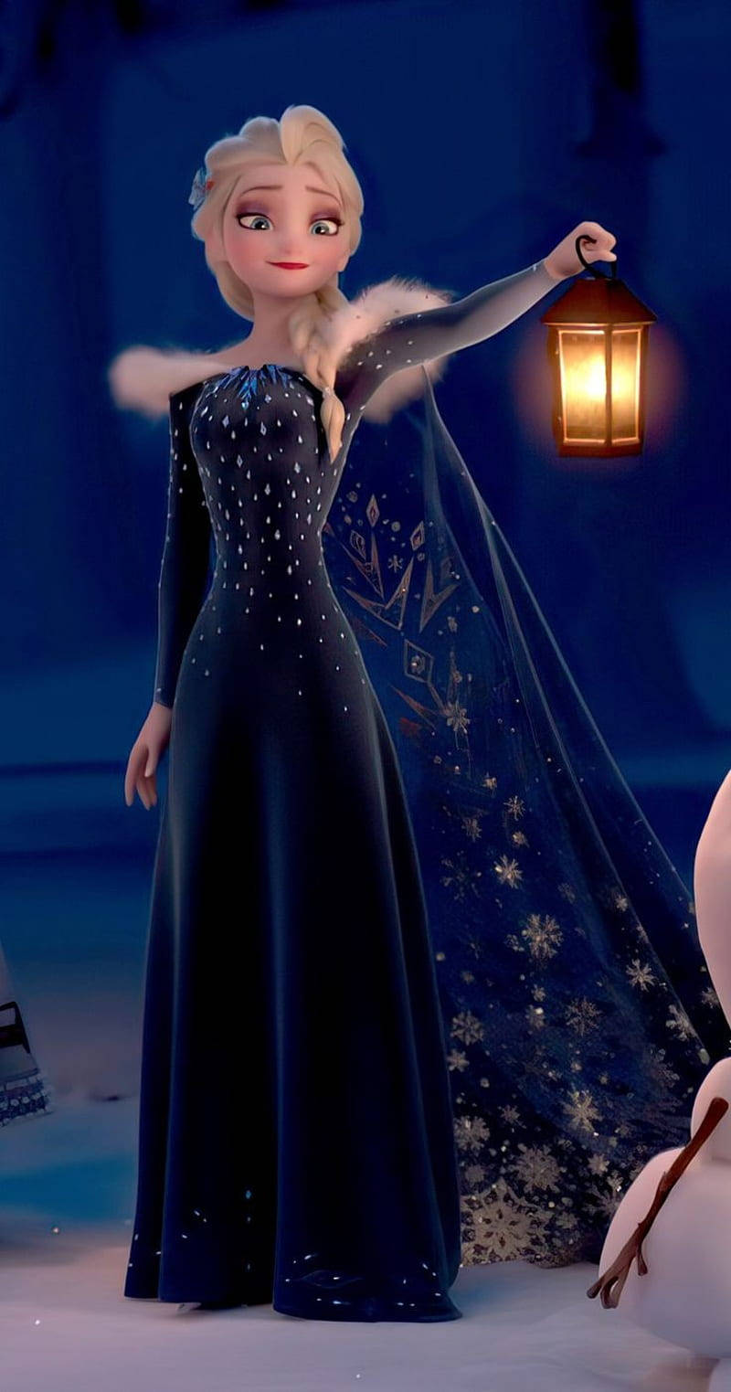 Elsa With Lamp Aesthetic Cartoon Disney Background