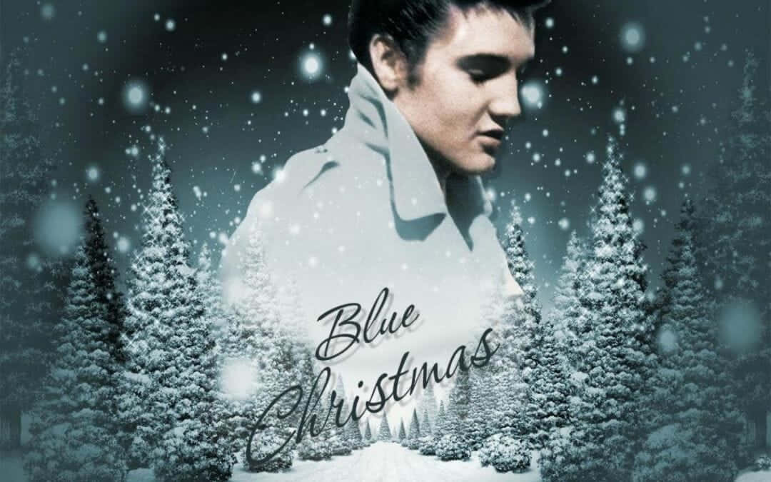 Elvis Presley In Blue Christmas Background