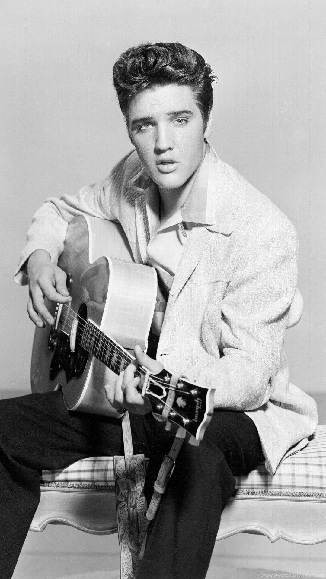 Elvis Presley Sitting Black And White Background