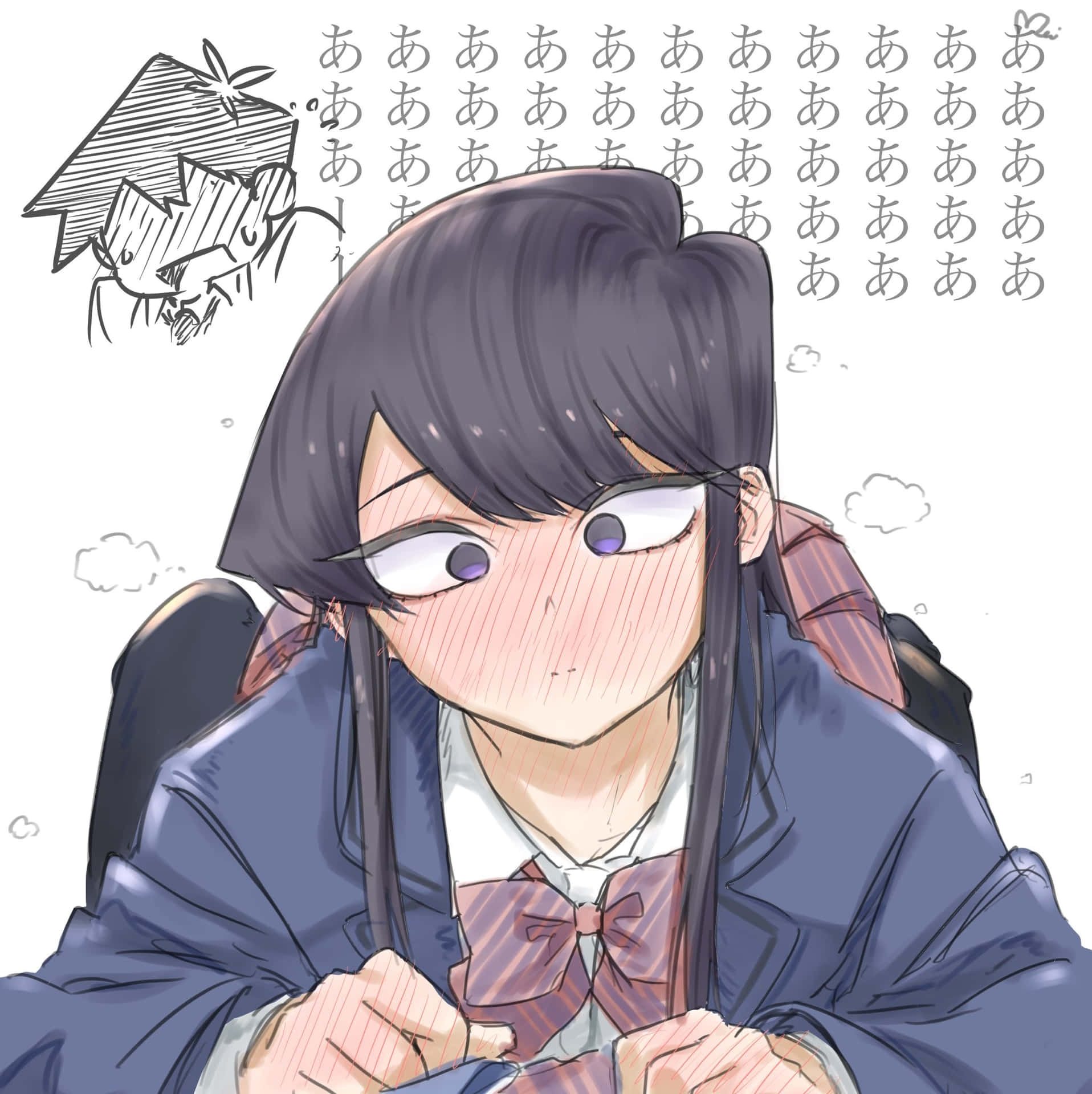 Embarrassed Anime Girl Blushing Background