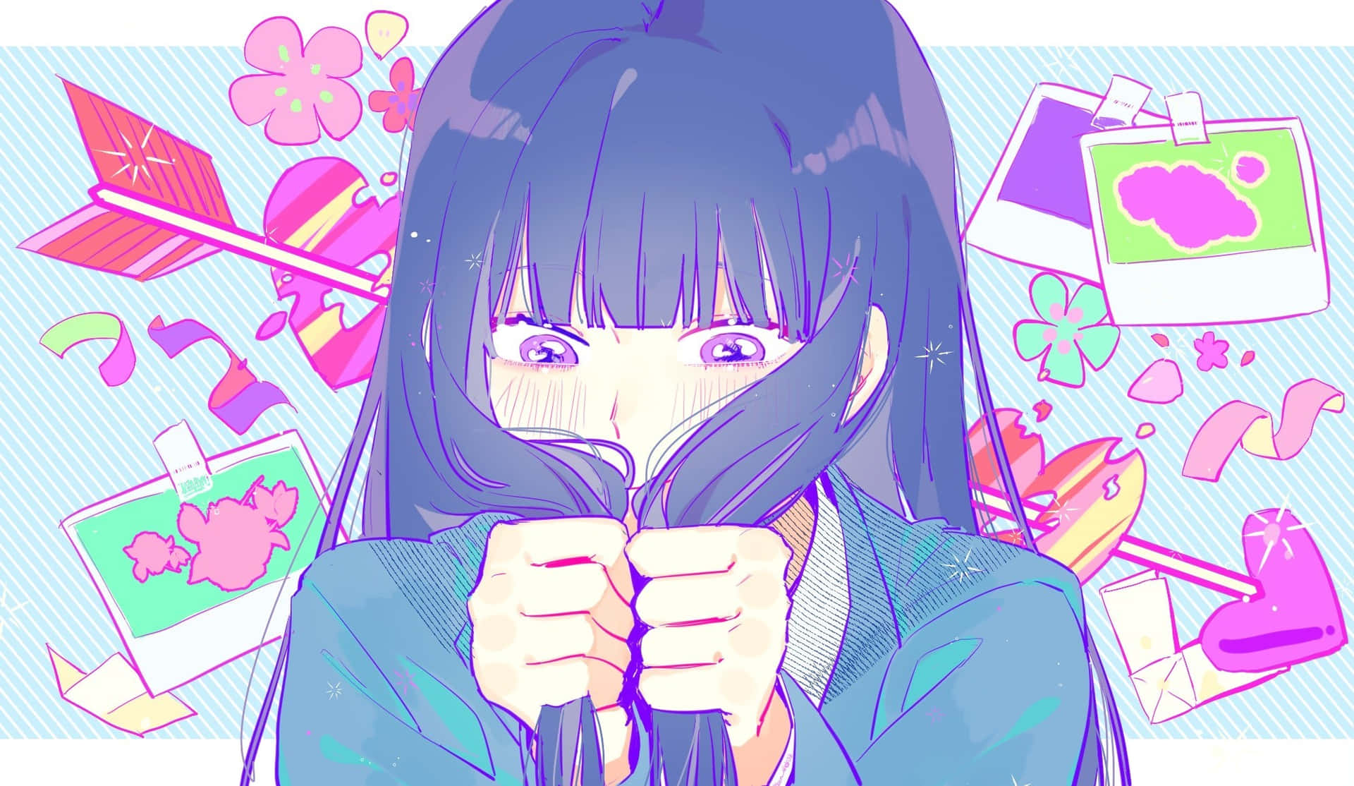 Embarrassed Anime Girl Hiding Face