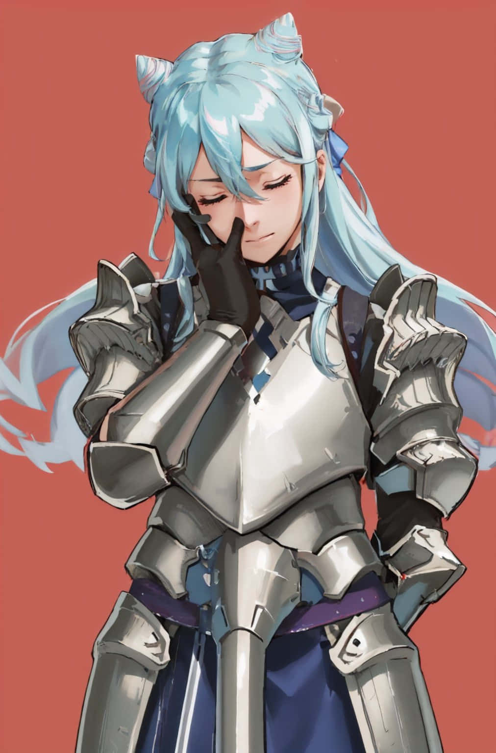 Embarrassed Armored Anime Character Background