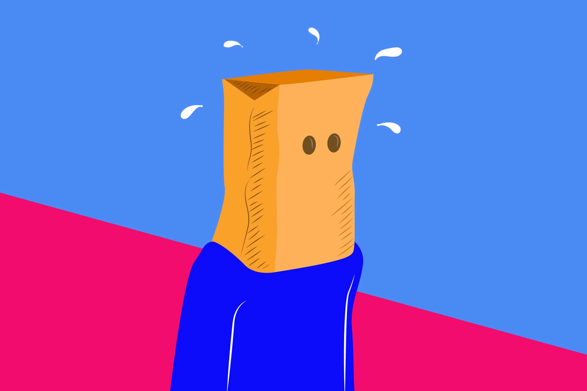 Embarrassed Person With Paper Bag Head Background