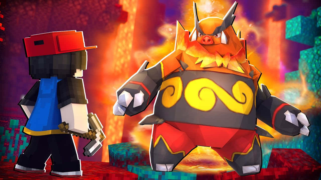 Emboar Fighting In The Lego Movie Background