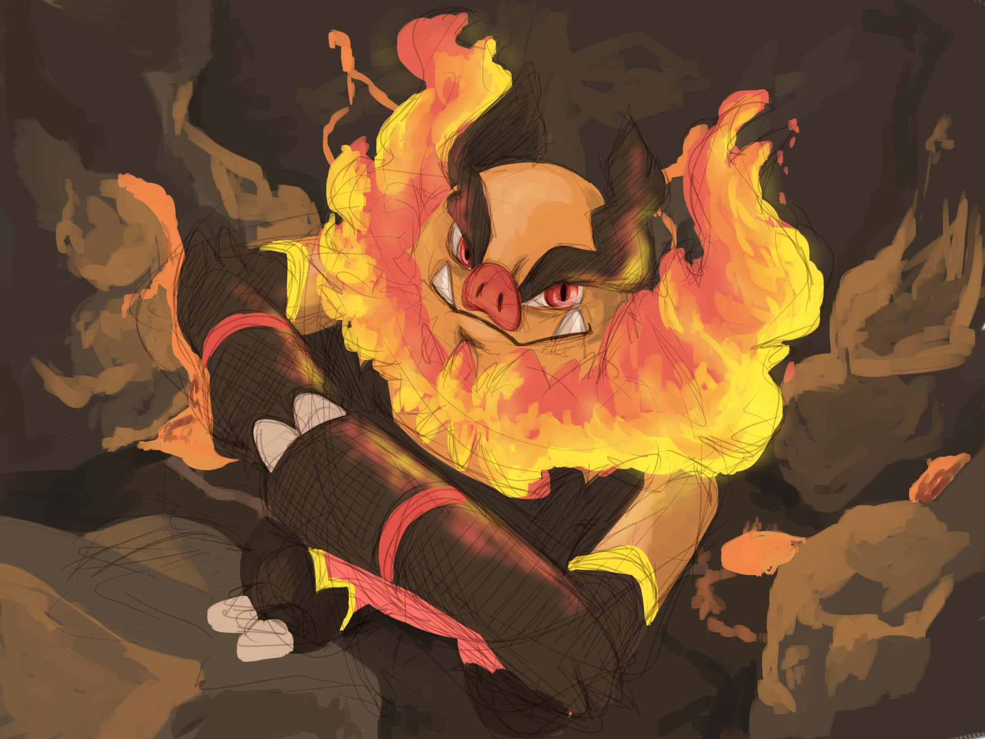 Emboar Flaming In A Cave