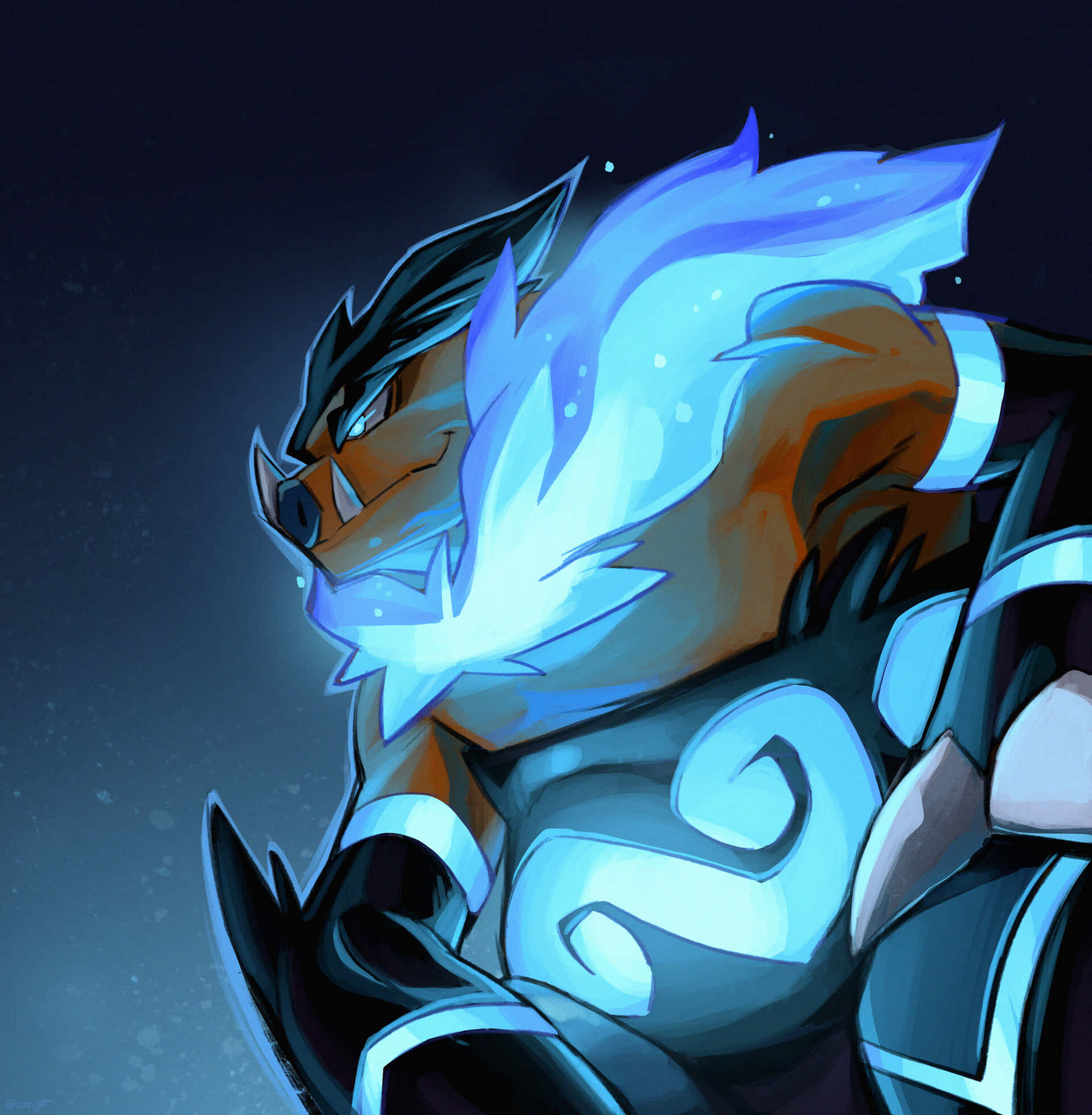 Emboar In Crystal Blue Lights Background