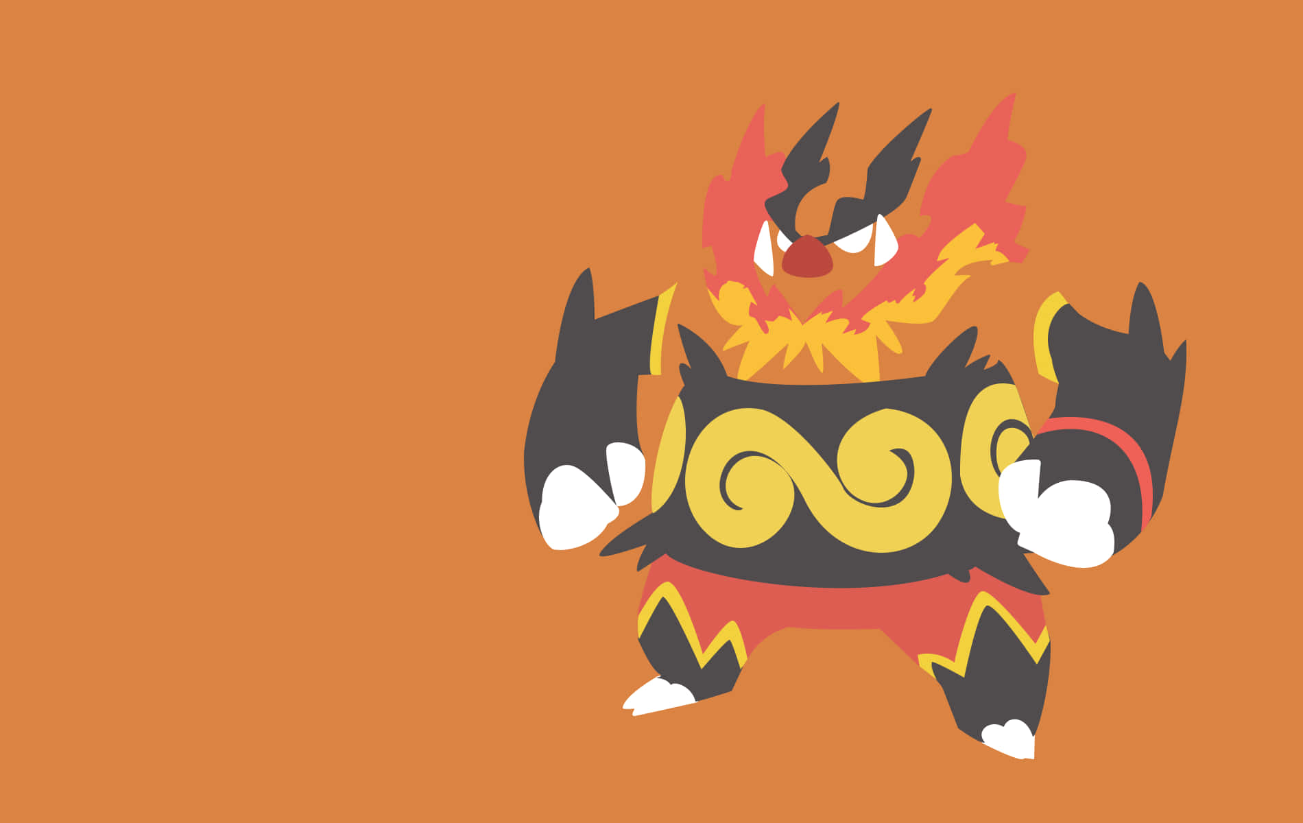 Emboar Over An Orange Background Background