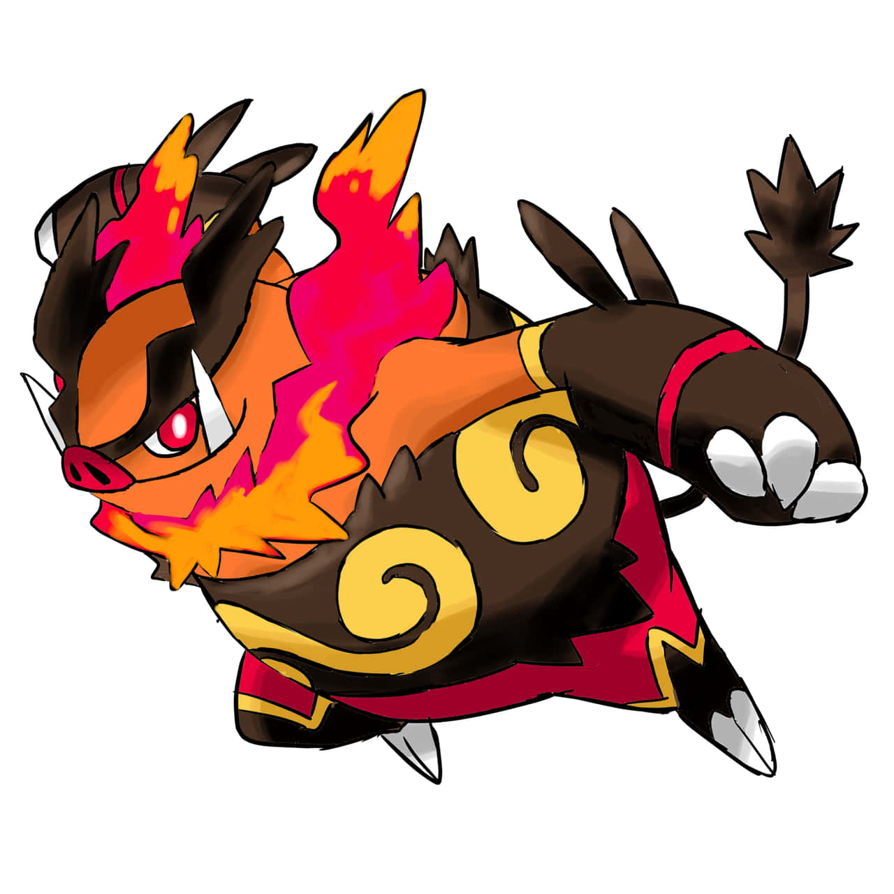 Emboar With Pink And Orange Flame Background