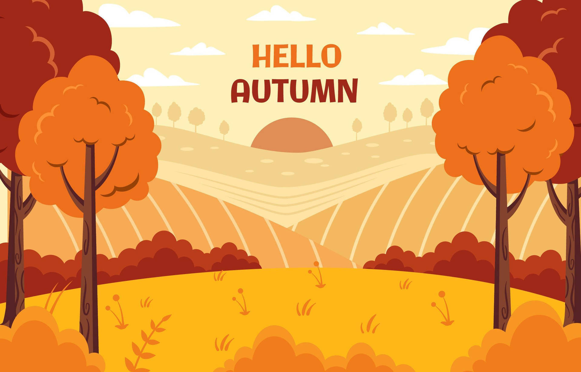 Embrace The Beauty Of Fall With Our Hello Autumn Poster Background