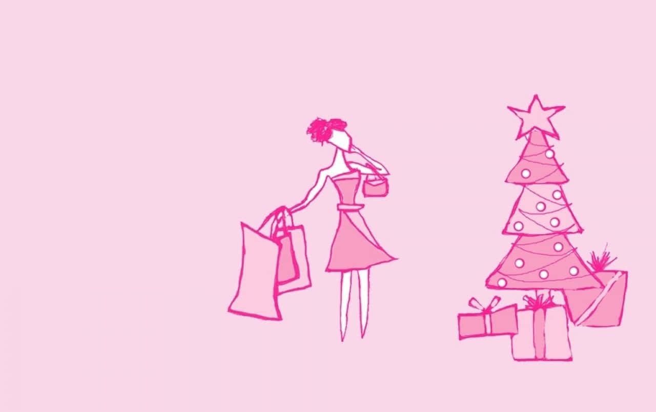 Embrace The Charm Of Pink Christmas Background