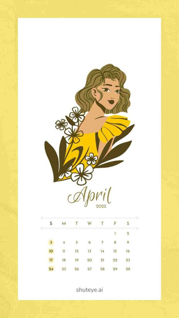 Embrace The Dawn Of April 2022 With This Elegant Woman Calendar