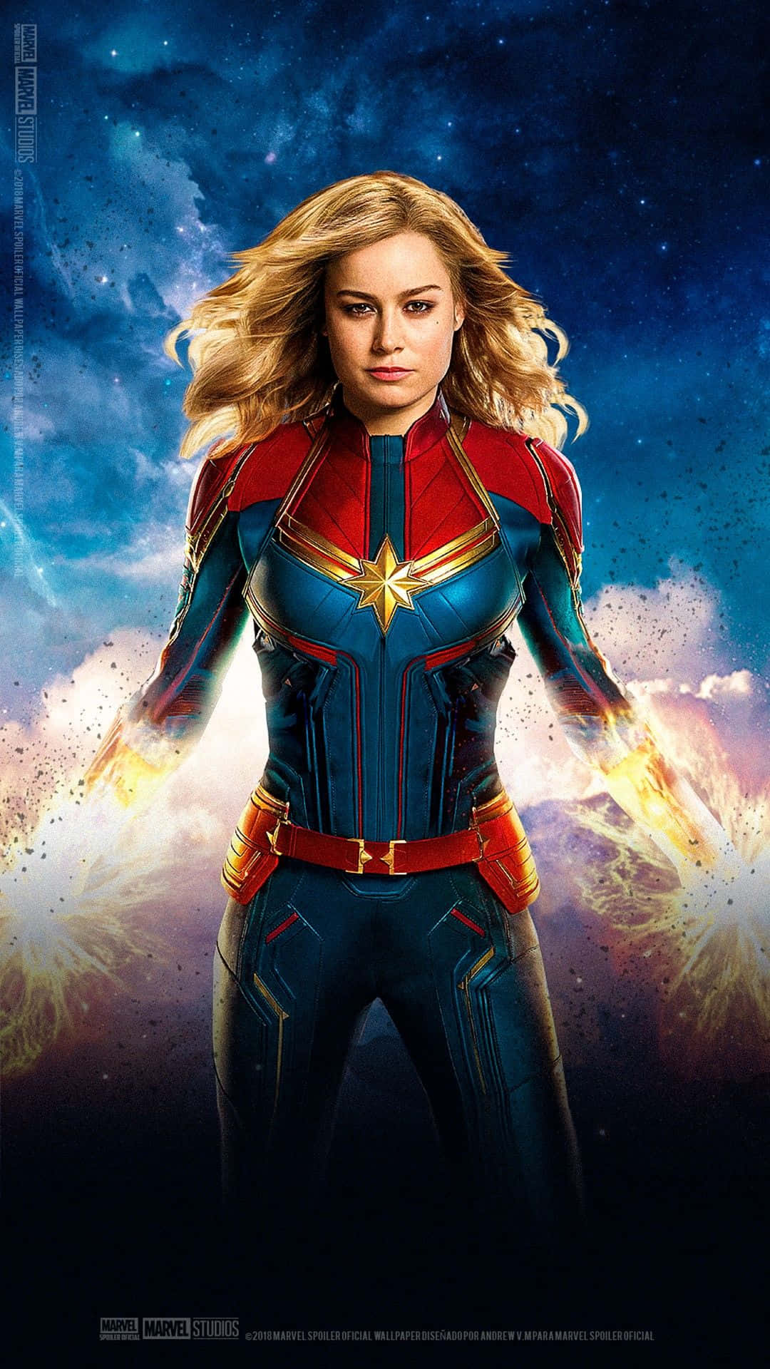 Embrace The Power Of Captain Marvel On Your Ipad Background