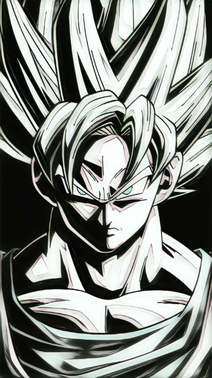 Embrace The Power Of Dragon Ball Black And White Background