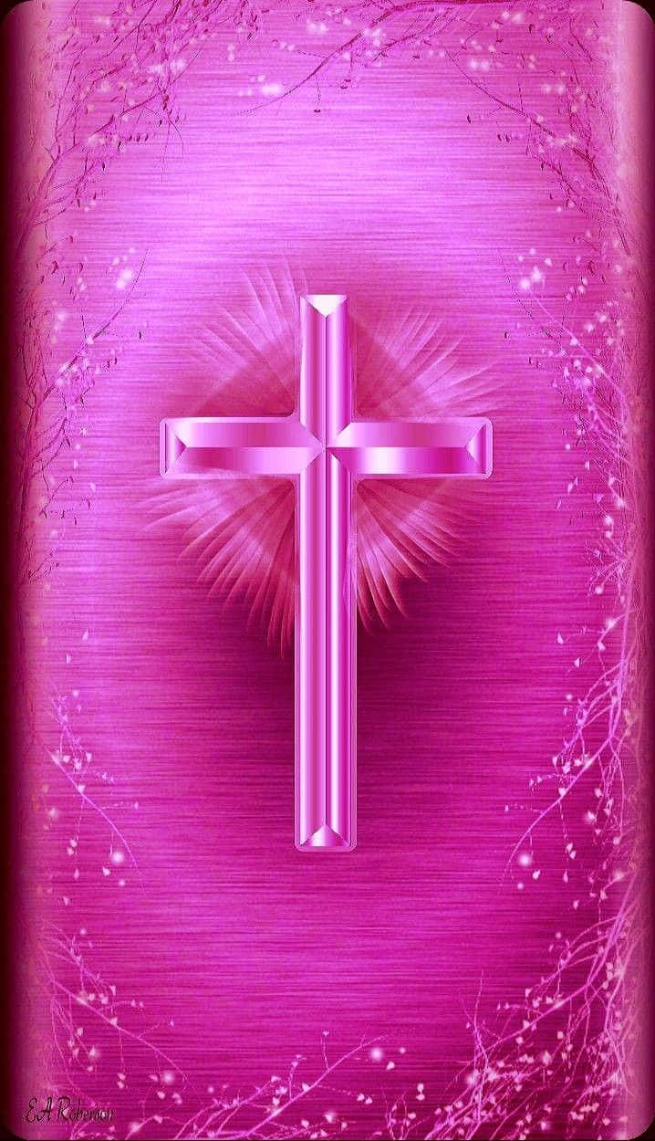 Embrace The Power Of Faith With A Pink Cross Background