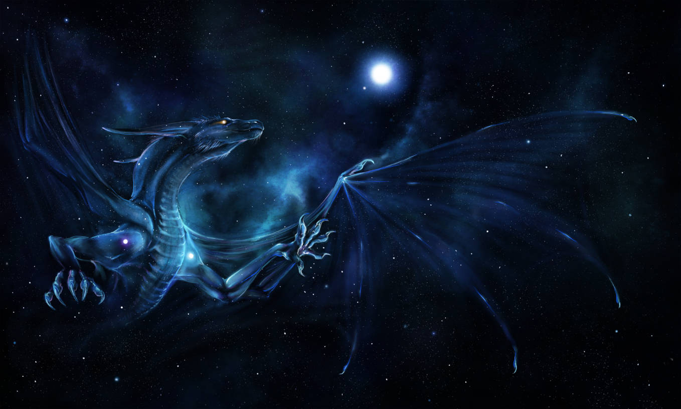 Embrace The Power Of The Galaxy Dragon Background