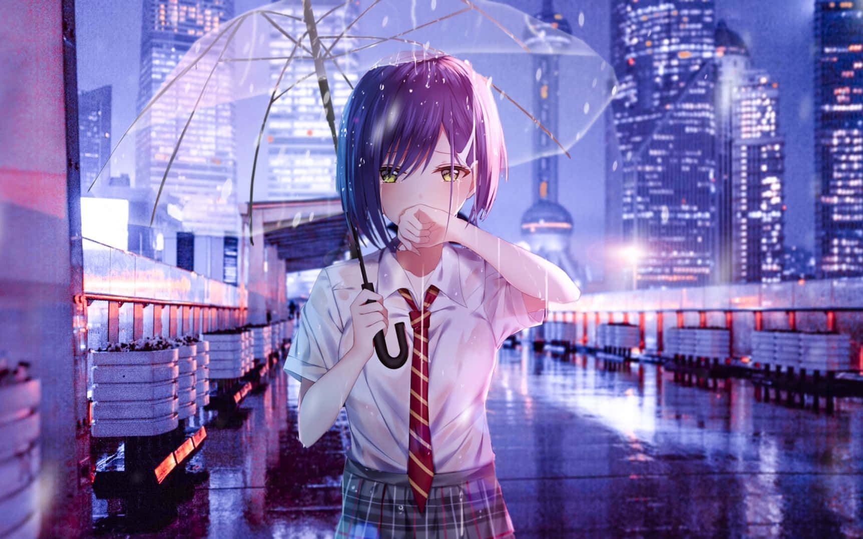 Embracing Heartache And Loneliness With Her Trusty Companion. Background
