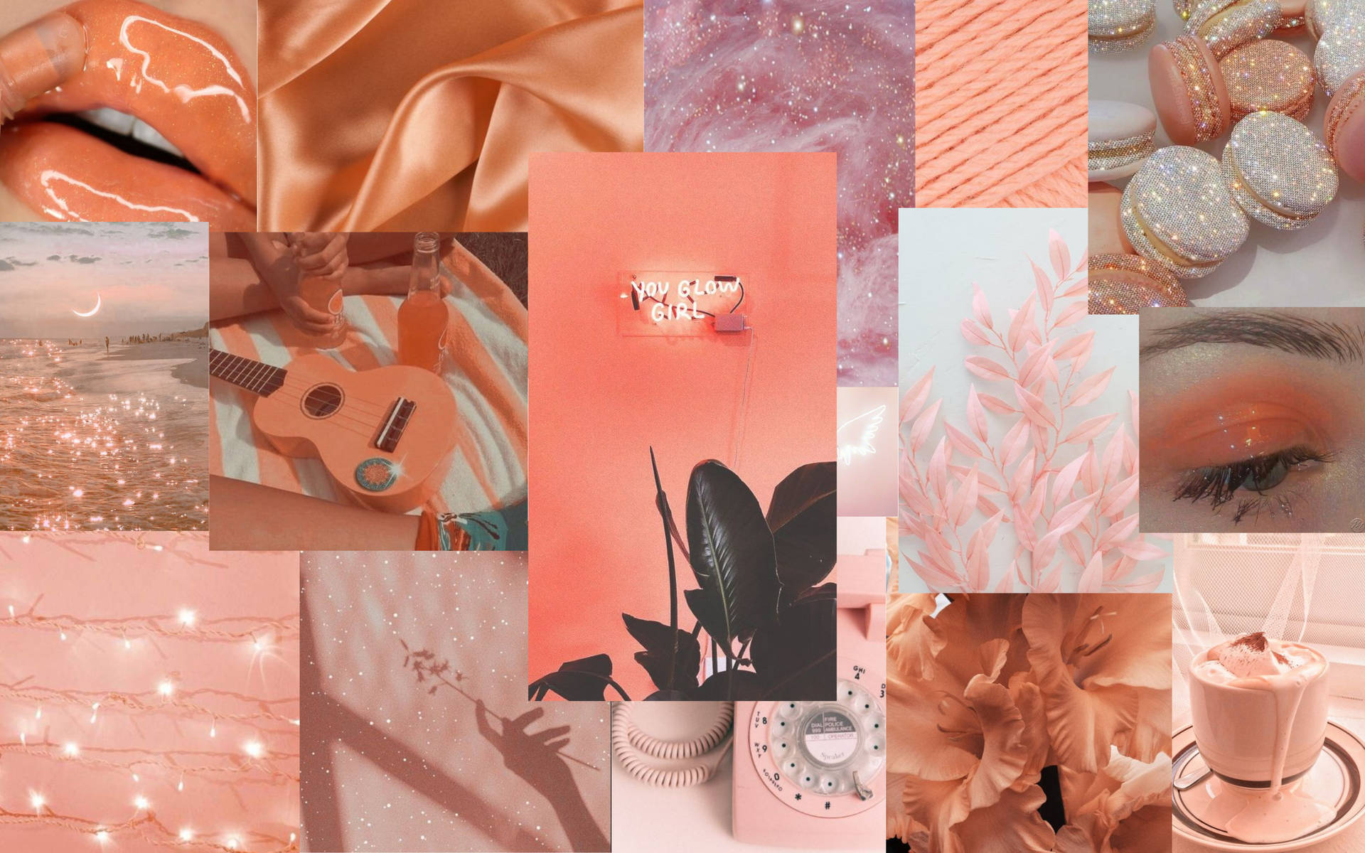 Embracing The Beauty Of Peach Aesthetic Sparkles Background