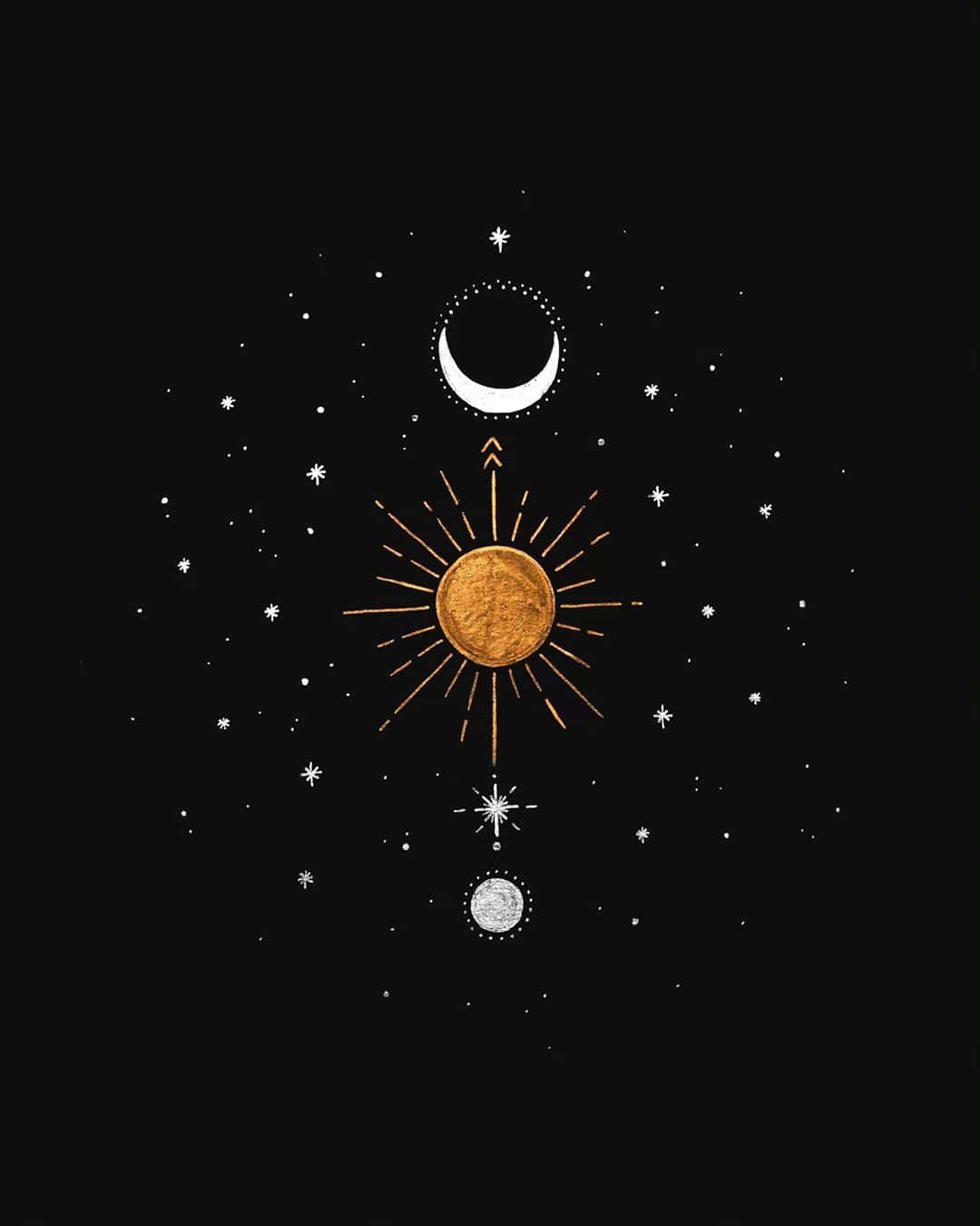 Embracing The Cosmic Dance: Sun And Moon Aesthetic Background