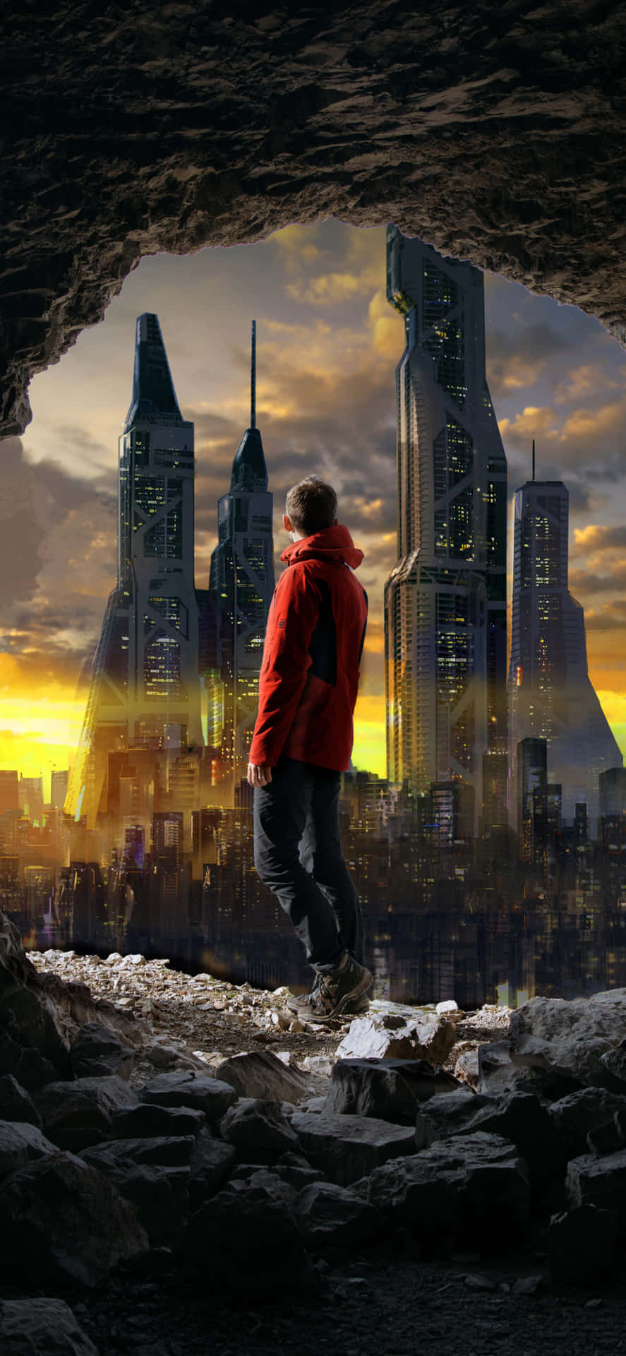 Embracing The Future With A Glimpse Of A Technologically Advanced City Background