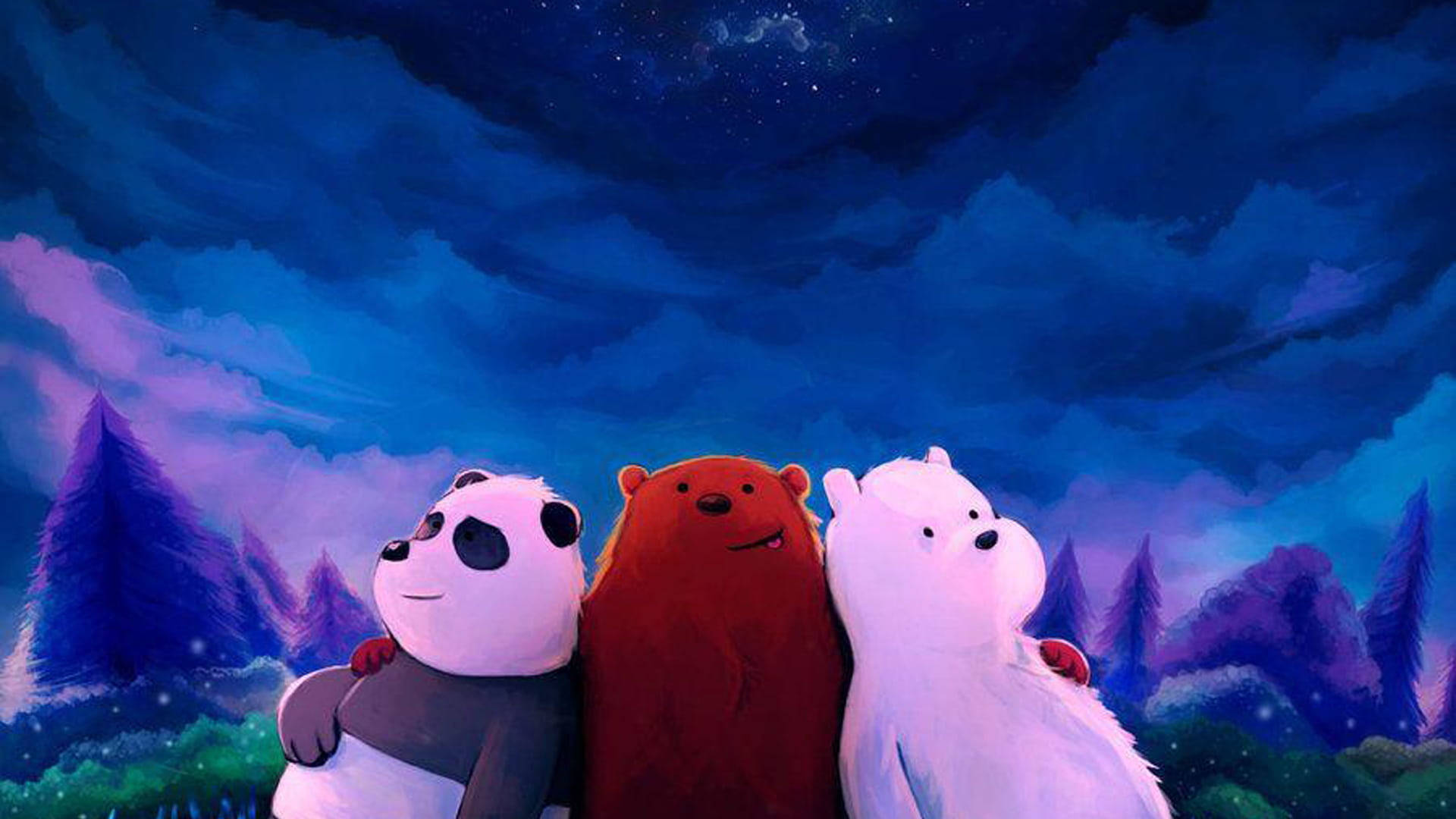 Embracing The Night Skies - A We Bare Bears Aesthetic Background