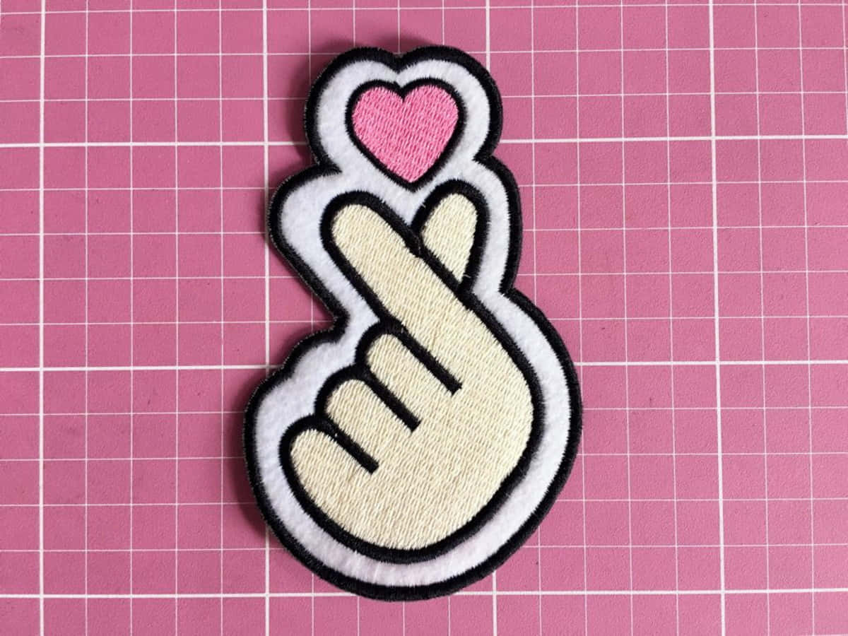 Embroidered Bts Finger Heart Pink
