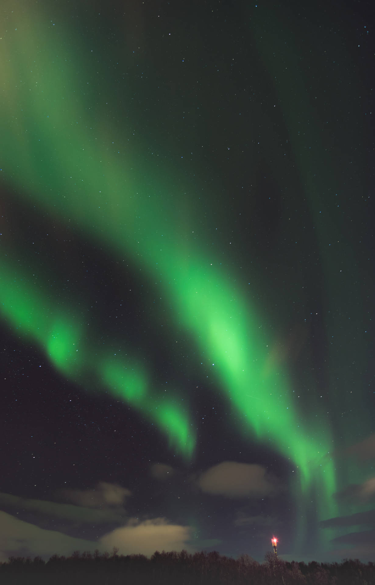 Emerald Green Northern Lights Background