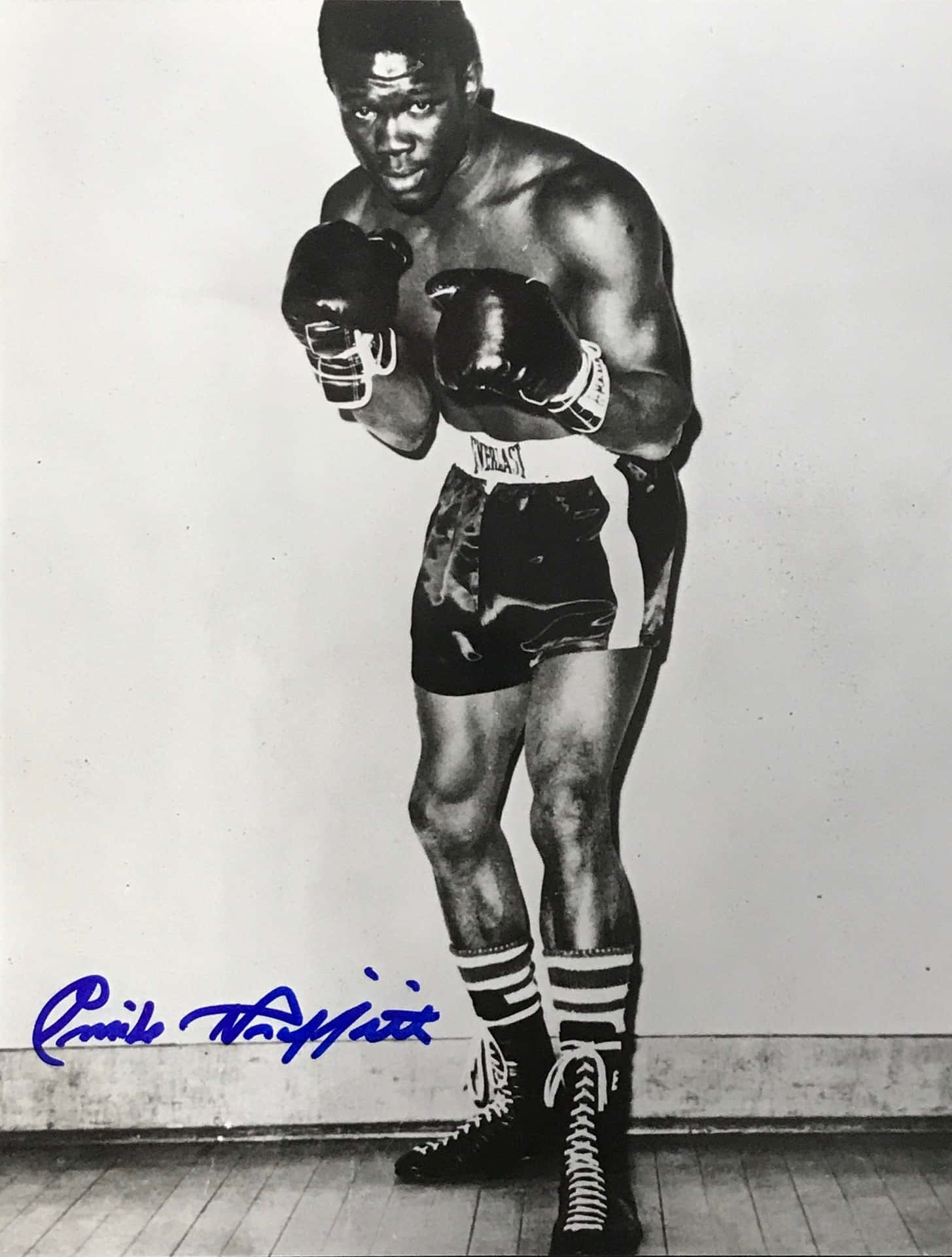 Emile Griffith Blue Signature Background
